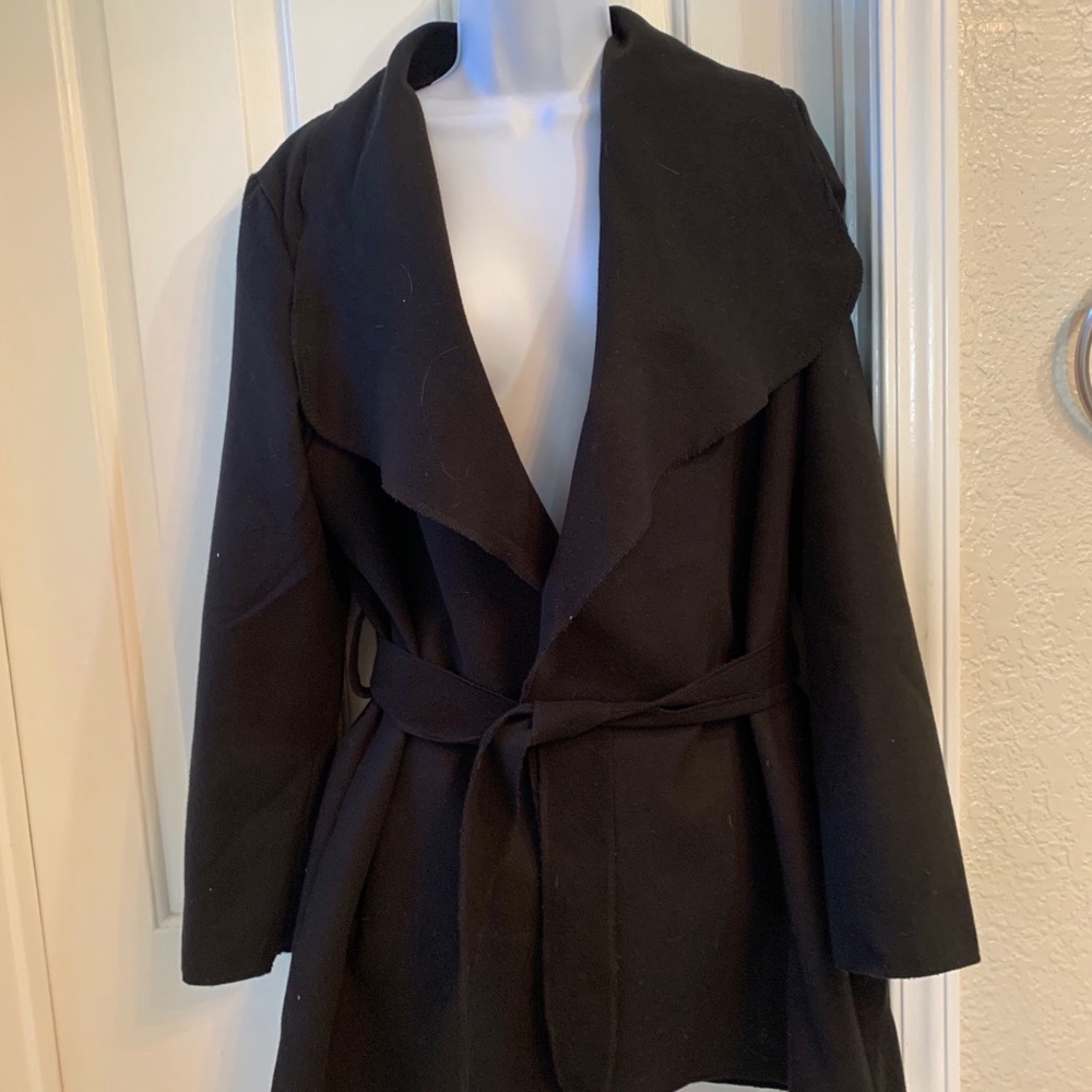 Black jacket with fabric tie